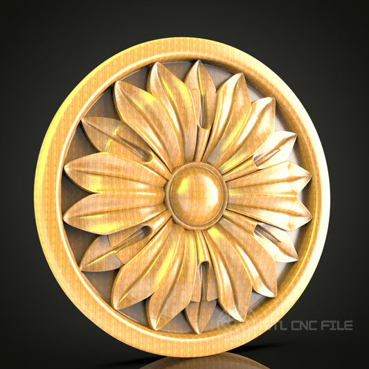 Sunburst Floral Medallion STL Model for CNC Router, Compatible with Artcam, Aspire - Elegant Ceiling Decor