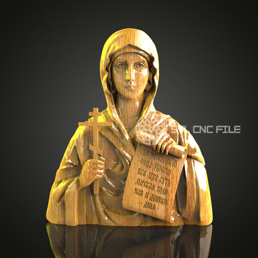 Saintly Figure with Tablet CNC STL File - Religious Icon, Spiritual Art, CNC Router Model