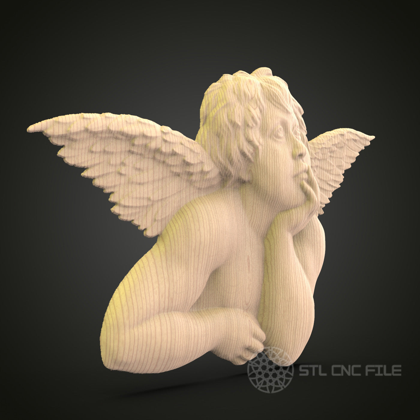 Cherub Angel CNC Carving STL File - Detailed Sculpture Design, Compatible with Artcam, Aspire