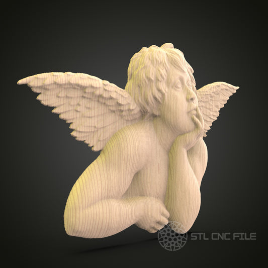 Cherub Angel CNC Carving STL File - Detailed Sculpture Design, Compatible with Artcam, Aspire