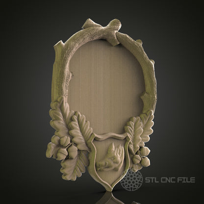 Rustic Shield Plaque with Deer Head for CNC and 3D Printing - STL File