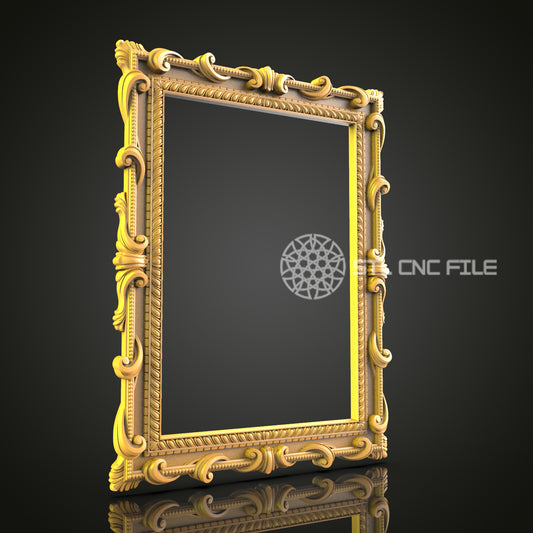 Baroque Style CNC Frame STL File for Artcam, Aspire, Luxurious Wood Art CNC Engraving