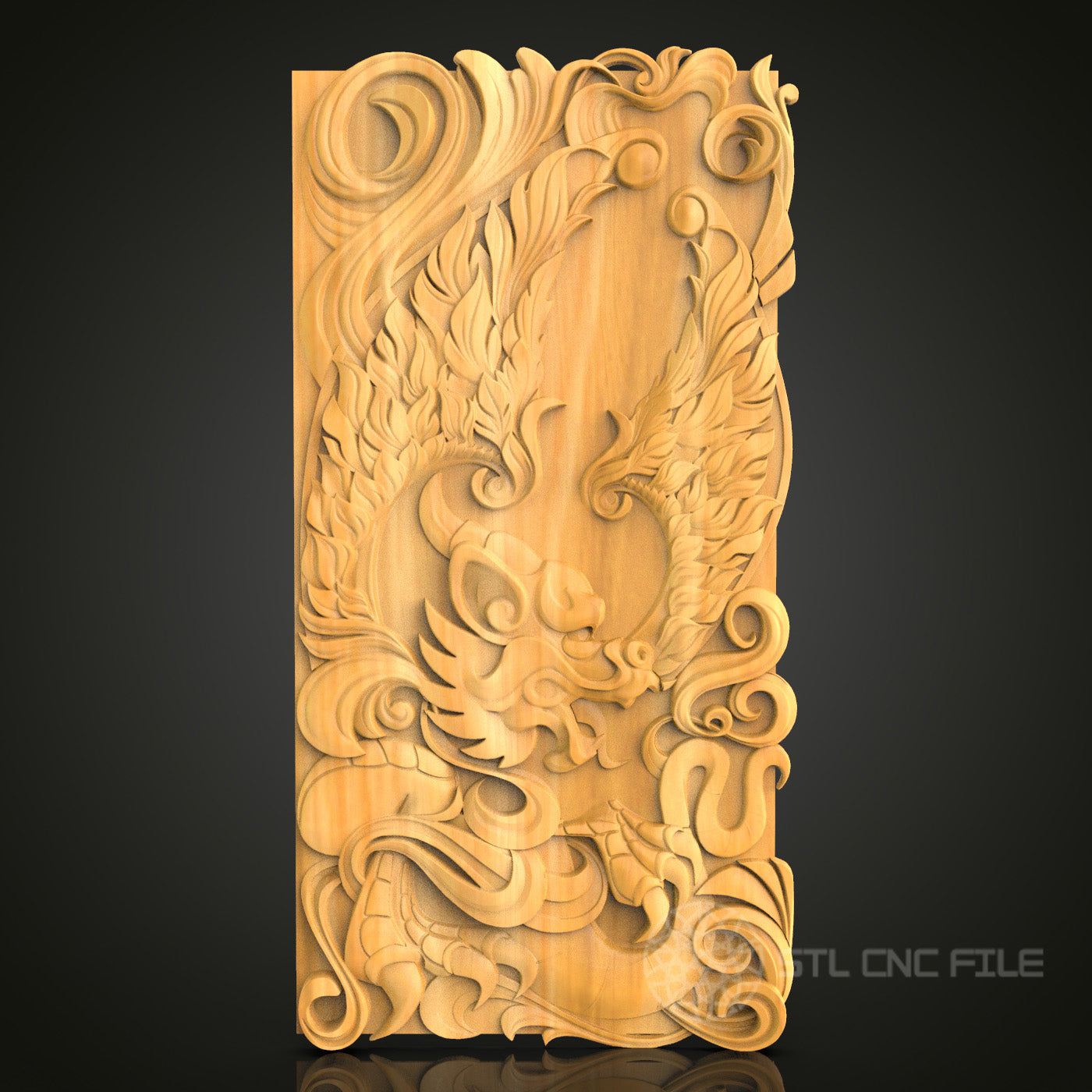 Elegant Wood Carving STL Model for CNC Routers - Artcam, Aspire Compatible, Wall Decor, 3D Printer Ready