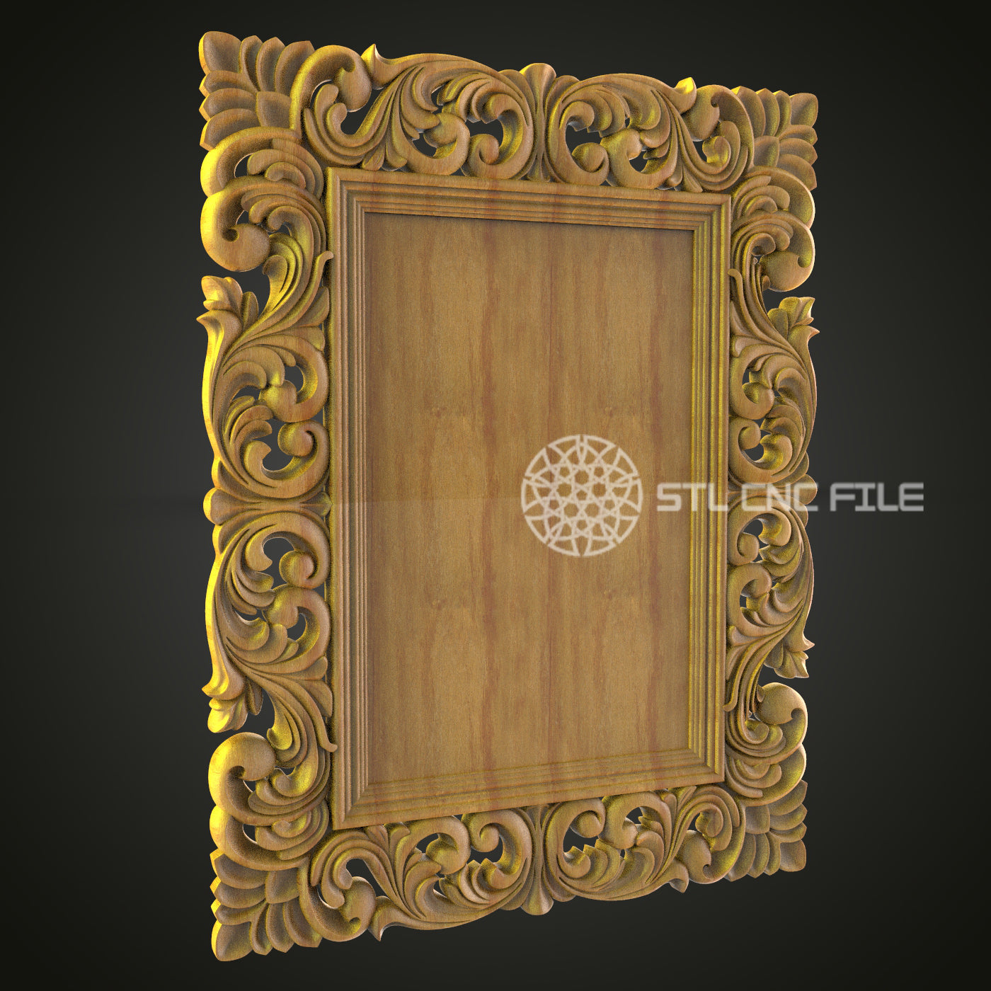 Robust Ornate Wooden Frame 3D Model for CNC - Artcam, Aspire, STL Files