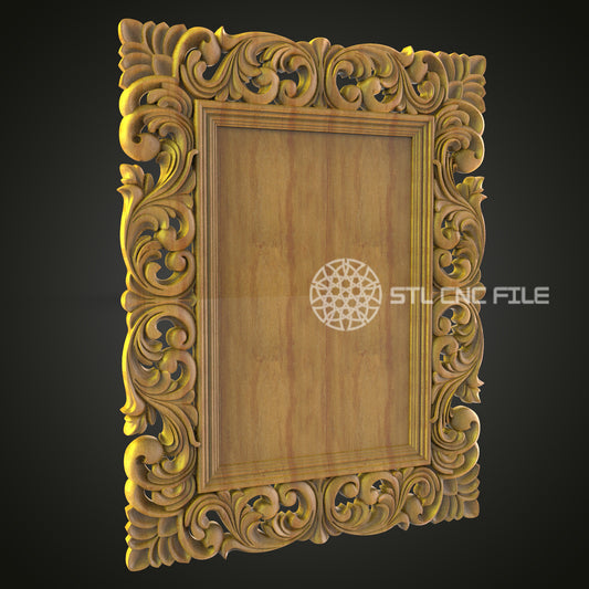 Robust Ornate Wooden Frame 3D Model for CNC - Artcam, Aspire, STL Files