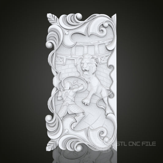Roman Gladiator and Lion Relief | STL Model for CNC Router, 3D Printer | Aspire, Artcam, CNC Files