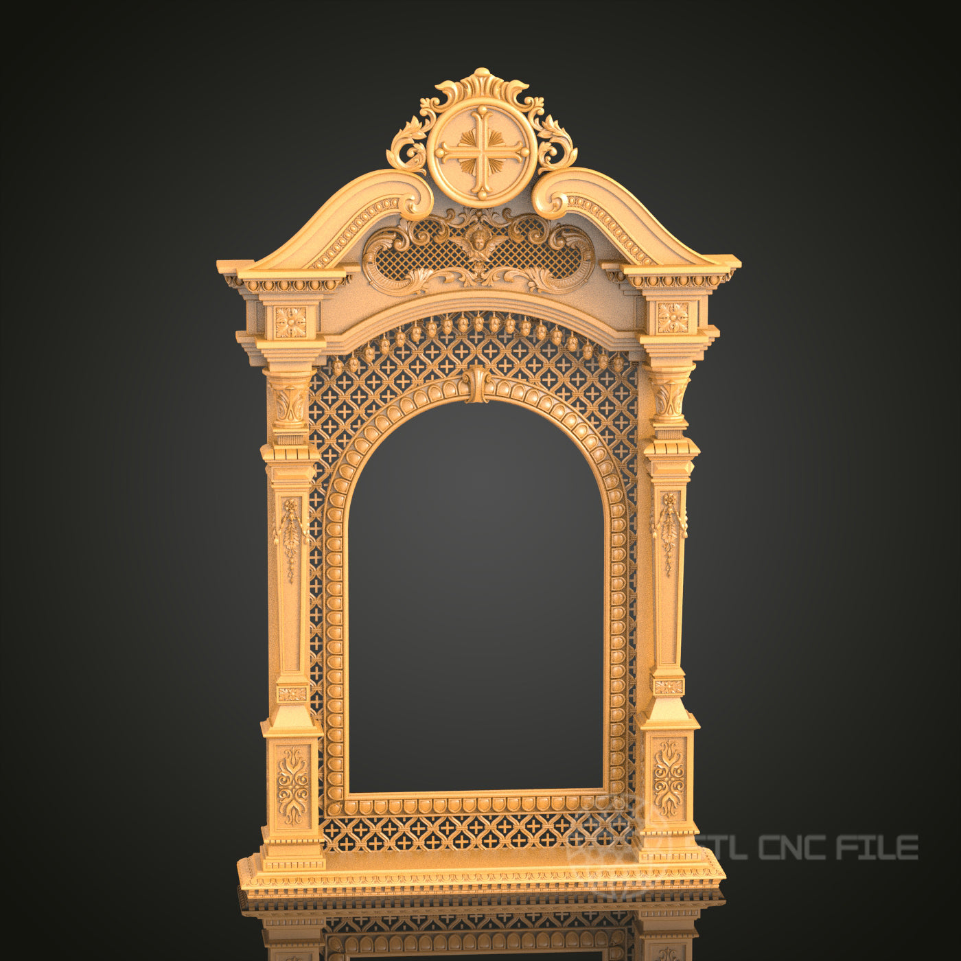 Baroque Arch 3D Frame STL Model for CNC Router, Artcam Aspire CNC Files, Wood Art Decor