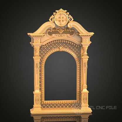 Baroque Arch 3D Frame STL Model for CNC Router, Artcam Aspire CNC Files, Wood Art Decor