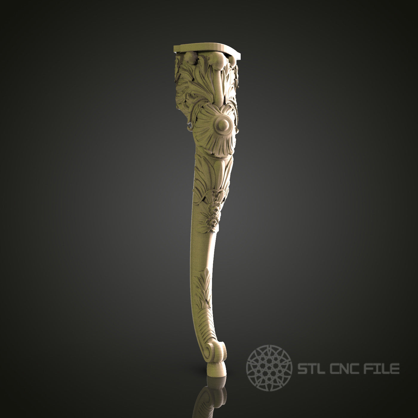 Ornate Furniture Leg for CNC and 3D Printing - STL File