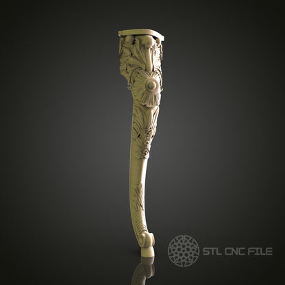 Ornate Furniture Leg for CNC and 3D Printing - STL File
