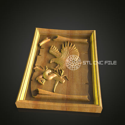 Majestic Eagle & Stag Wood Art - CNC Router STL Model, Wildlife Wall Decor, Artcam Aspire Files