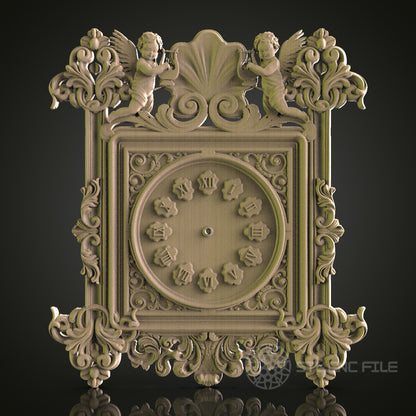Ornate Angel Clock Wall Decor - STL Model for CNC Router, 3D Printer - Artcam, Aspire Compatible