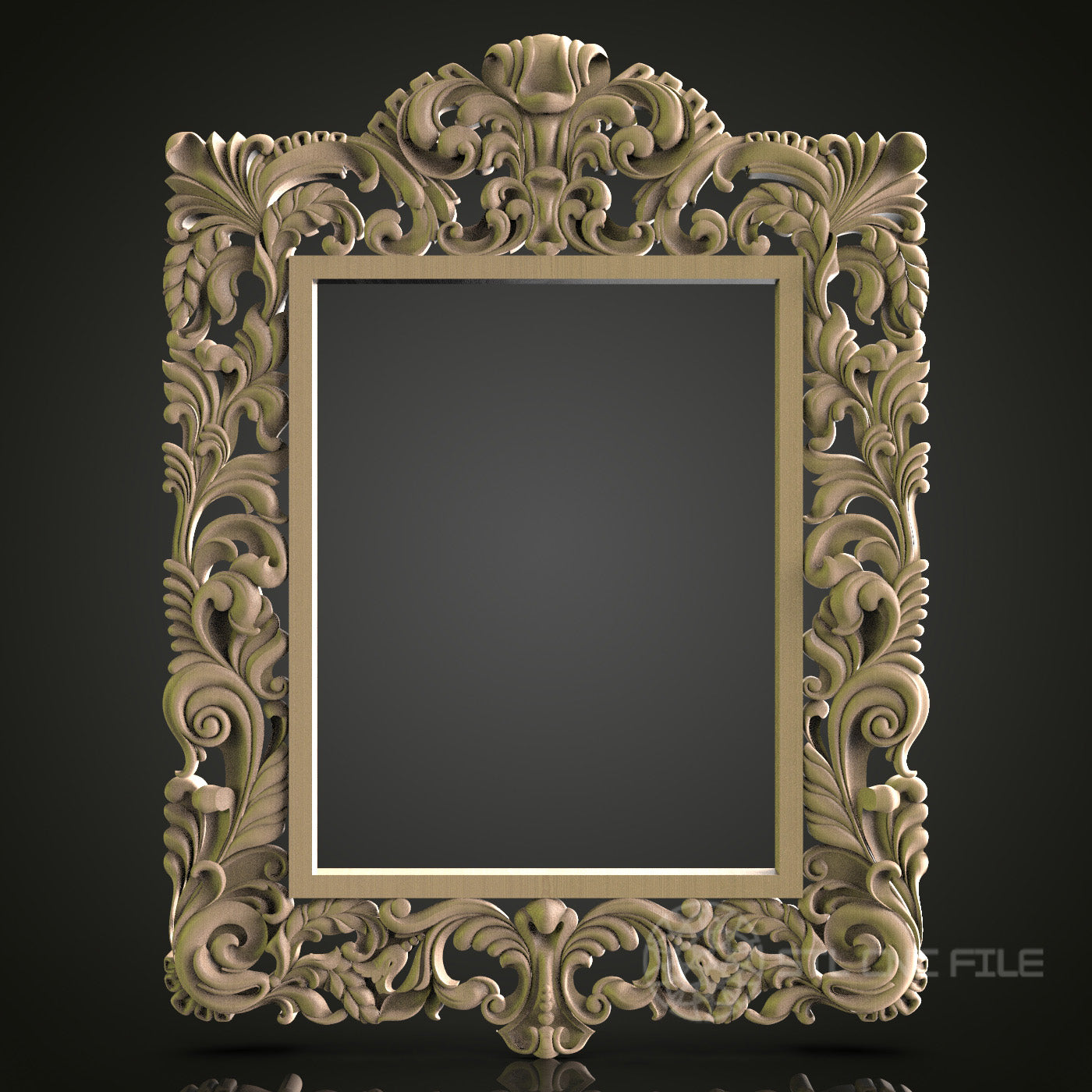 Intricate Ornate Rectangular Frame for CNC and 3D Printing - STL File