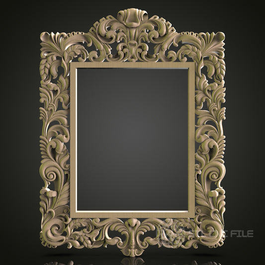 Intricate Ornate Rectangular Frame for CNC and 3D Printing - STL File