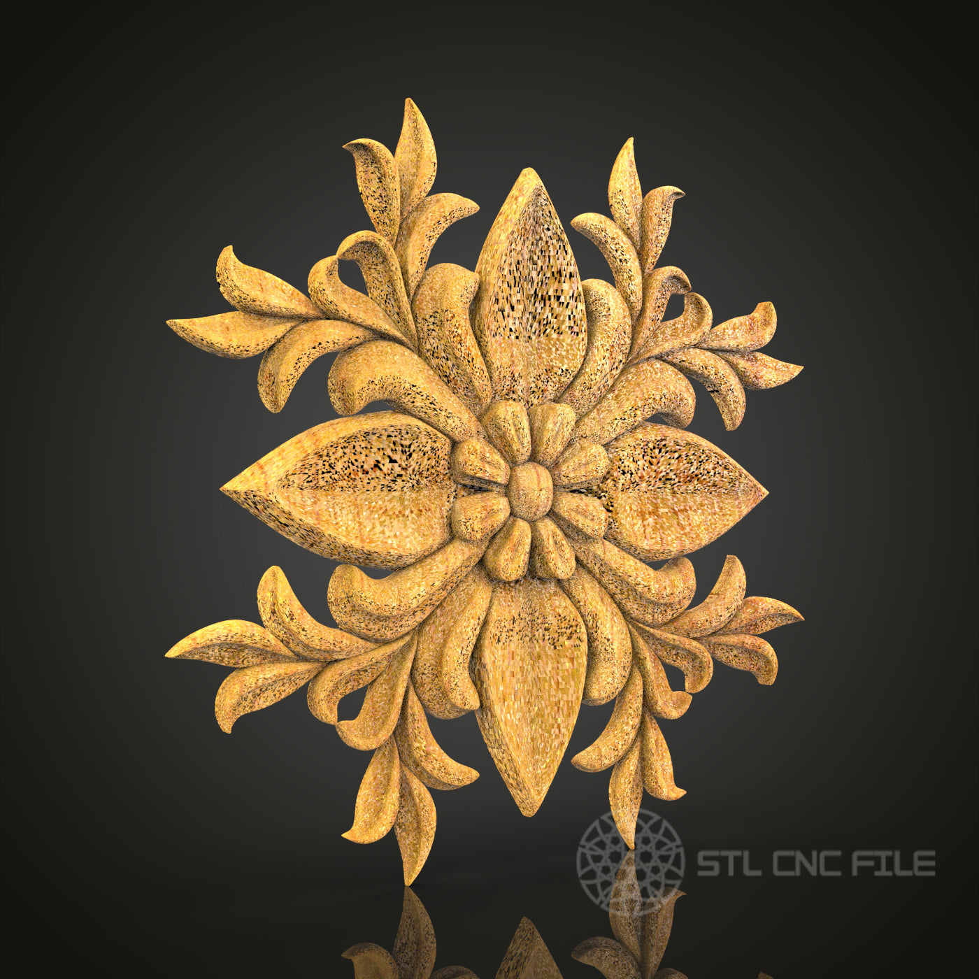 Ornate Floral Medallion STL Model for CNC Router, Compatible with Artcam, Aspire - Luxurious Wall Decor