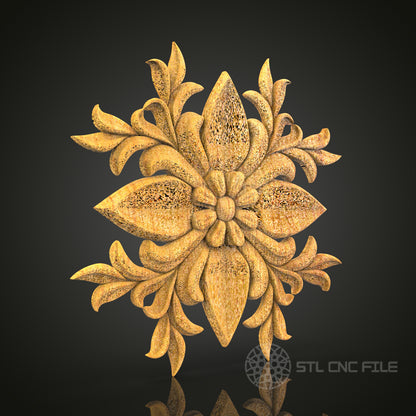 Ornate Floral Medallion STL Model for CNC Router, Compatible with Artcam, Aspire - Luxurious Wall Decor