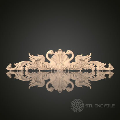 Swan Symphony Relief 3D Model STL File, Ornate Swan Decor for CNC Router – Compatible with Artcam, Aspire
