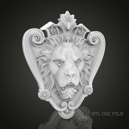 Regal Lion Shield Relief | STL Model for CNC Router, 3D Printer | Aspire, Artcam, CNC Files