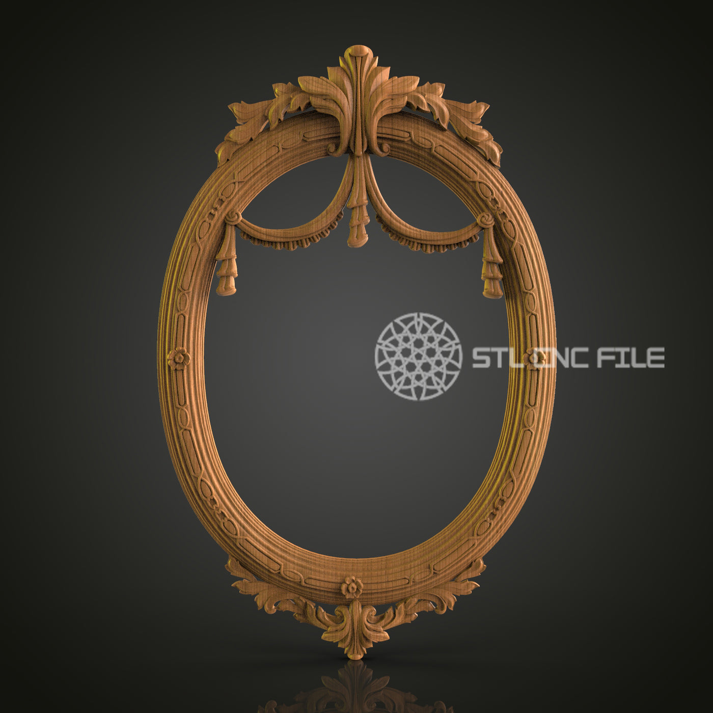 Decorative Oval Wood Frame STL Model, CNC Router Engraver, Artcam, Aspire, CNC files, Wall Art, 3D Printer