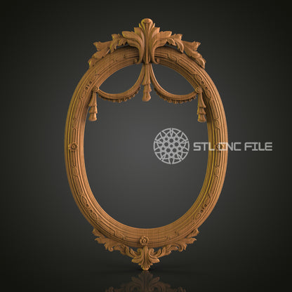 Decorative Oval Wood Frame STL Model, CNC Router Engraver, Artcam, Aspire, CNC files, Wall Art, 3D Printer