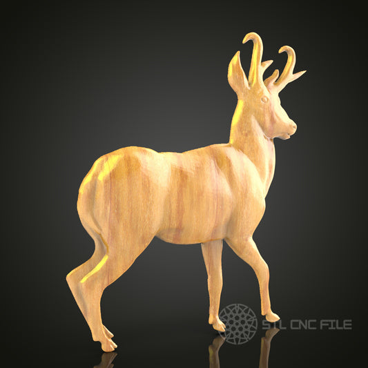 Deer 3D STL Model for CNC Router - Majestic Stag Wood Carving Digital File, Wildlife Art Decor