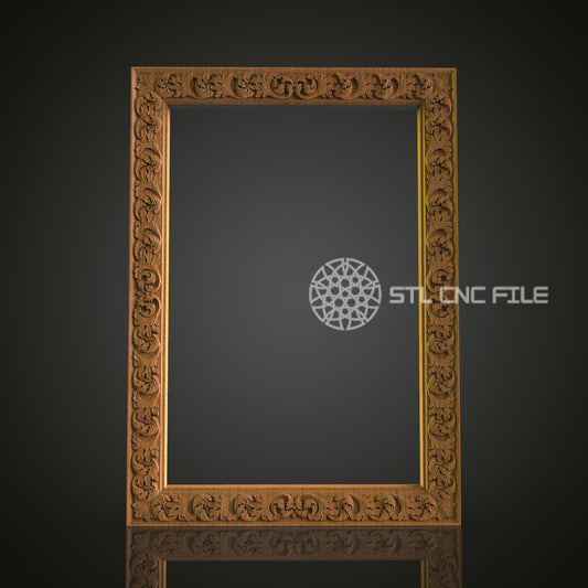 Elegant Decorative 3D Frame STL Model for CNC Router Engraver - Artcam, Aspire, CNC Files, Wall Decor, 3D Printer