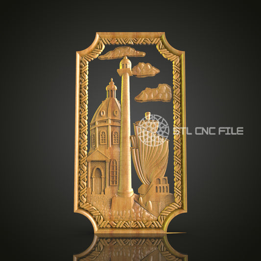 Architectural Fantasy Tower Wall Art - CNC Router STL Model, Gothic Decor, Artcam Aspire Files