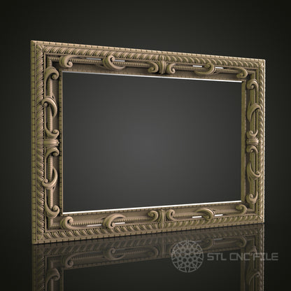 Ornate Rectangular Frame for CNC and 3D Printing - STL File