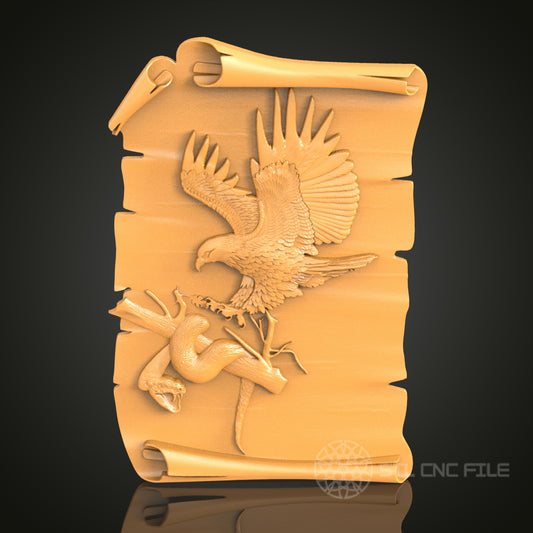 Eagle and Snake Battle STL Model, CNC Router File for Dynamic Wildlife Art and Decor