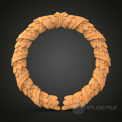 Autumn Leaf Wreath CNC Carving STL File - Seasonal Decor Design, Compatible with Artcam, Aspire