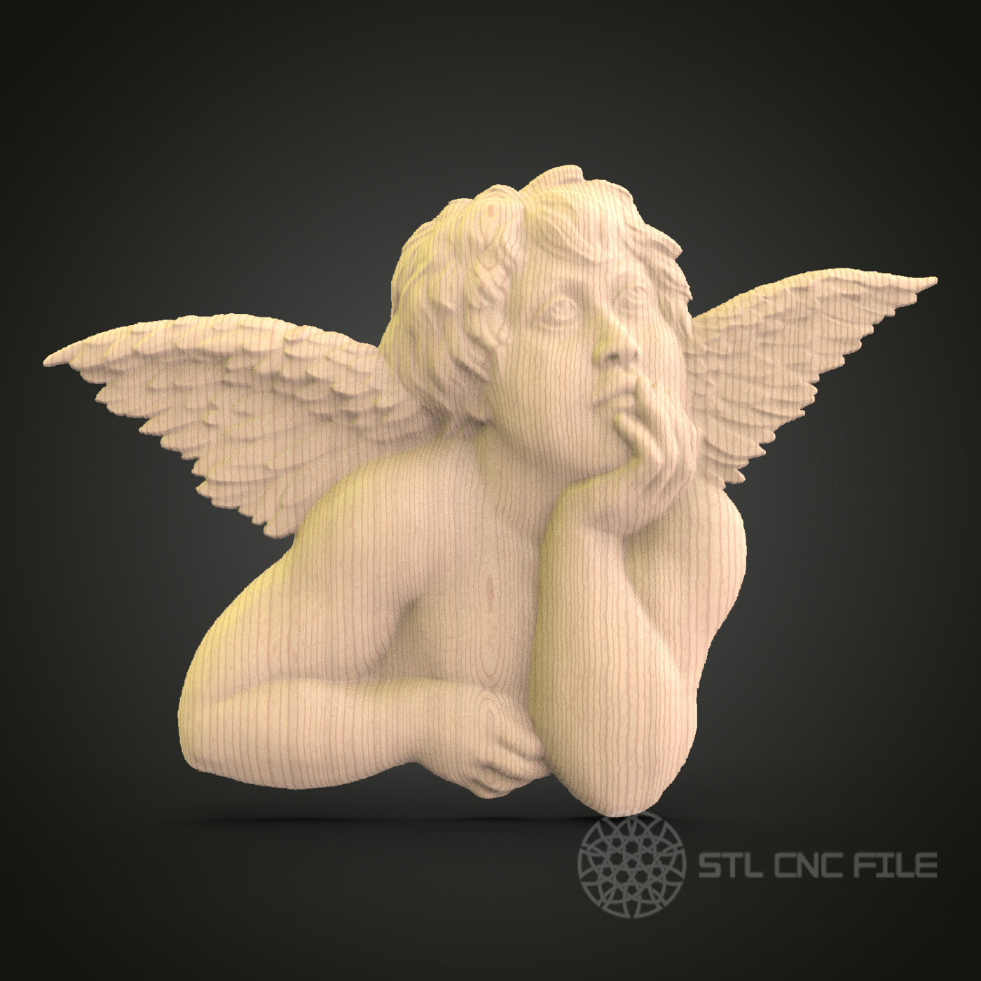Cherub Angel CNC Carving STL File - Detailed Sculpture Design, Compatible with Artcam, Aspire