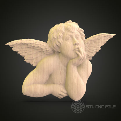 Cherub Angel CNC Carving STL File - Detailed Sculpture Design, Compatible with Artcam, Aspire