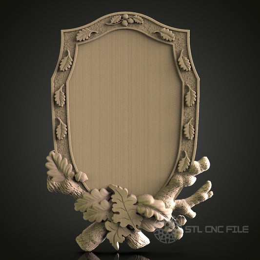 Ornate Shield Plaque for CNC and 3D Printing - STL File