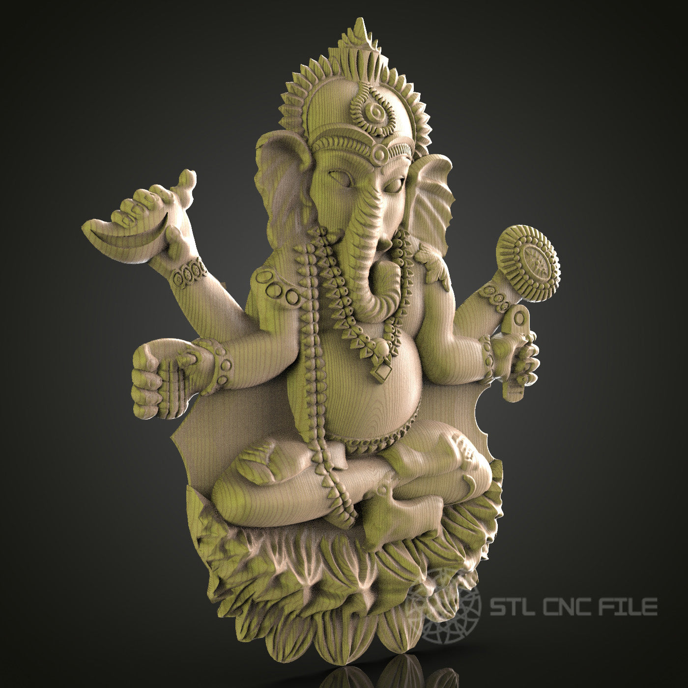 Detailed Ganesha Wall Sculpture - STL Model for CNC Router, 3D Printer - Artcam, Aspire Compatible