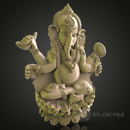 Detailed Ganesha Wall Sculpture - STL Model for CNC Router, 3D Printer - Artcam, Aspire Compatible