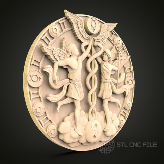 Angelic Symbolism CNC Carving STL File - Timeless Decor, Compatible with Artcam, Aspire for Wall Art