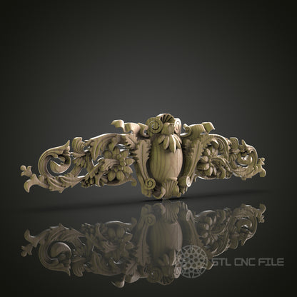 Ornate Floral Pediment for CNC and 3D Printing - STL File