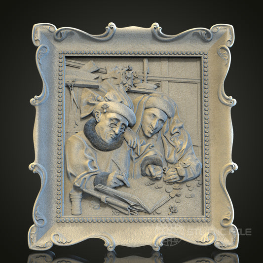 Medieval Scholars 3D STL File, CNC and 3D Printer Model, Historical Art, Artcam Aspire, Educational Wall Decor
