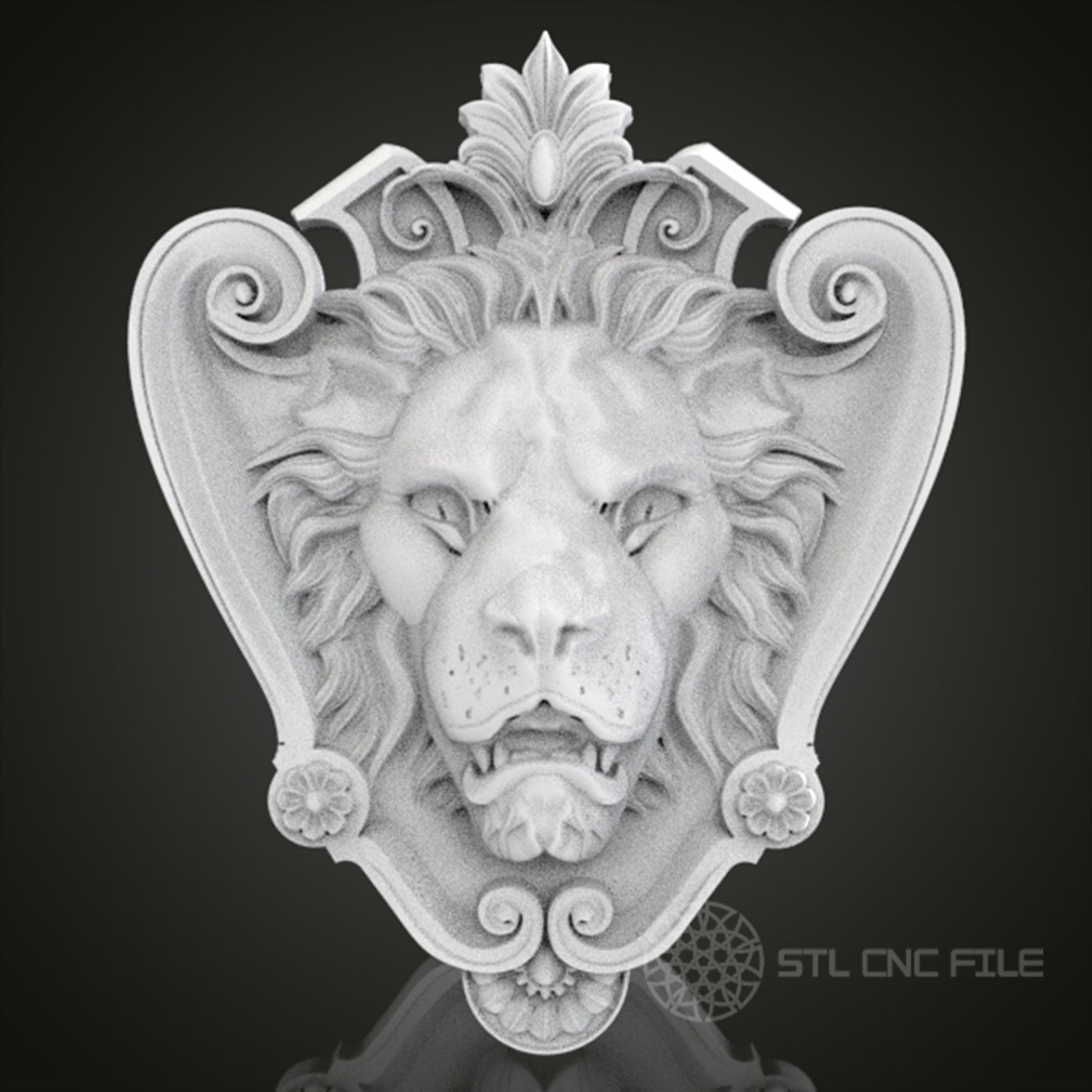 Regal Lion Shield Relief | STL Model for CNC Router, 3D Printer | Aspire, Artcam, CNC Files