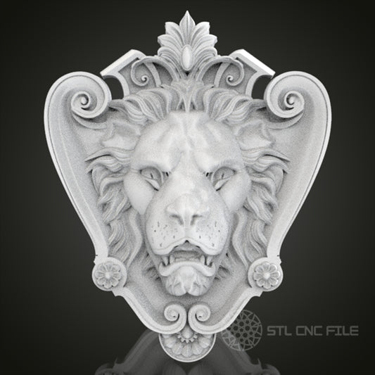 Regal Lion Shield Relief | STL Model for CNC Router, 3D Printer | Aspire, Artcam, CNC Files