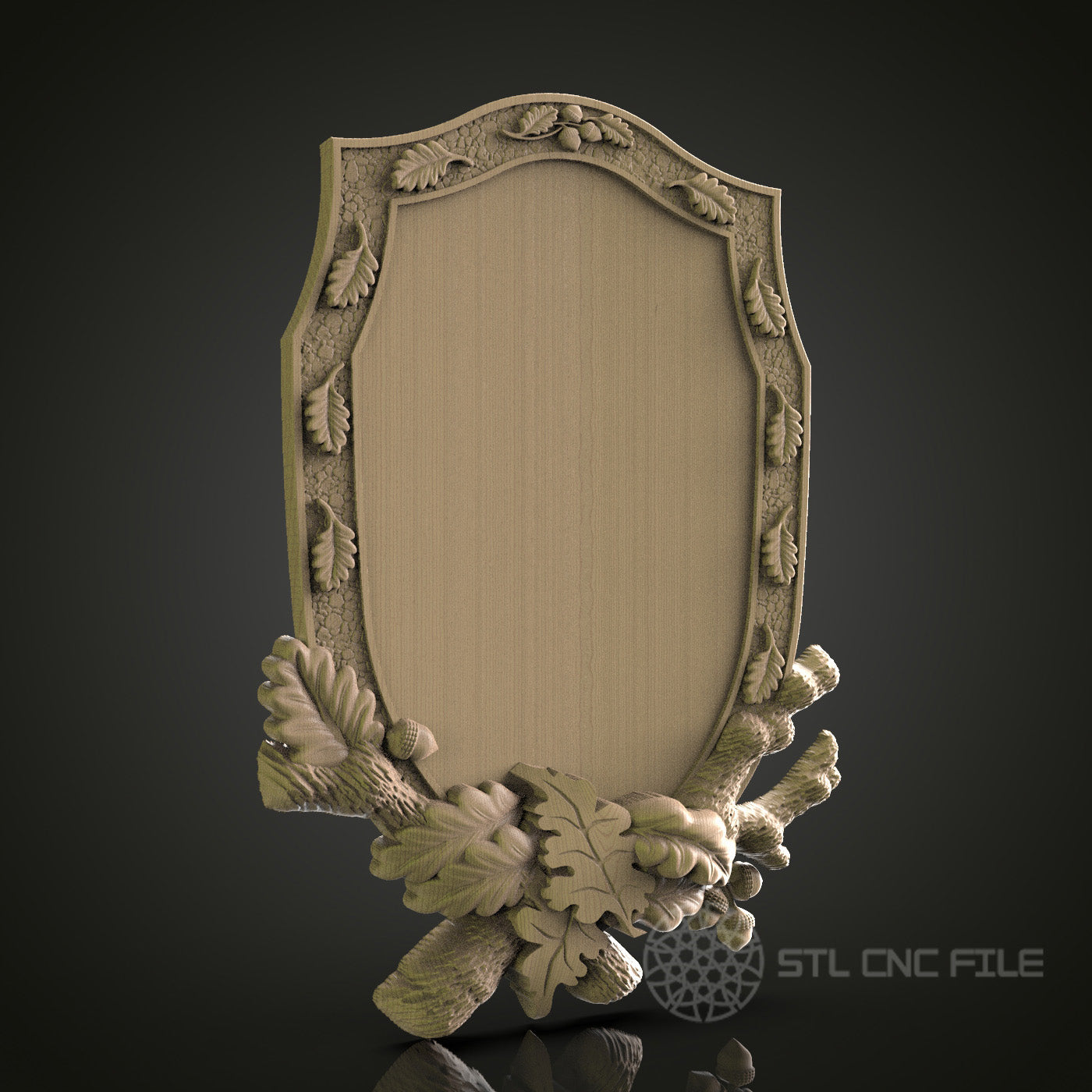 Ornate Shield Plaque for CNC and 3D Printing - STL File