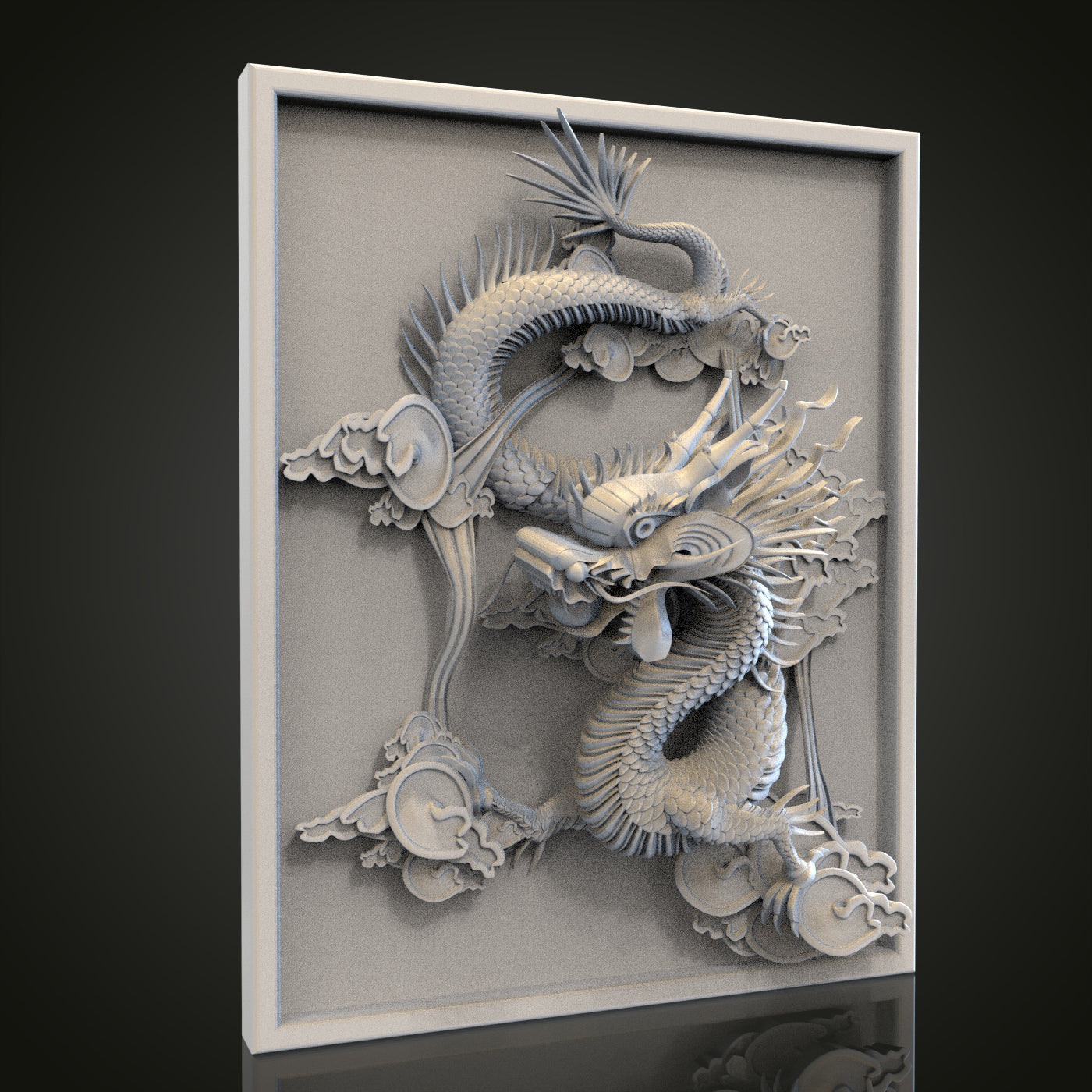 Dragon Relief Panel STL Model for CNC Router Engraver, Artcam, Aspire, Wood, Wall Decor