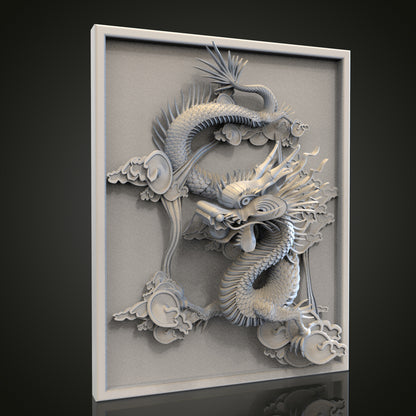 Dragon Relief Panel STL Model for CNC Router Engraver, Artcam, Aspire, Wood, Wall Decor