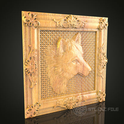 Fox Portrait in Ornate Frame 3D STL Model for CNC Router - Wood Carving Digital File, Elegant Wall Art