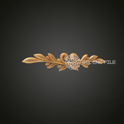 Elegant Floral Ornament STL Model for CNC - Perfect for Decorative Wood Carving