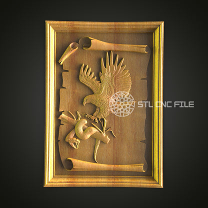 Majestic Eagle & Stag Wood Art - CNC Router STL Model, Wildlife Wall Decor, Artcam Aspire Files