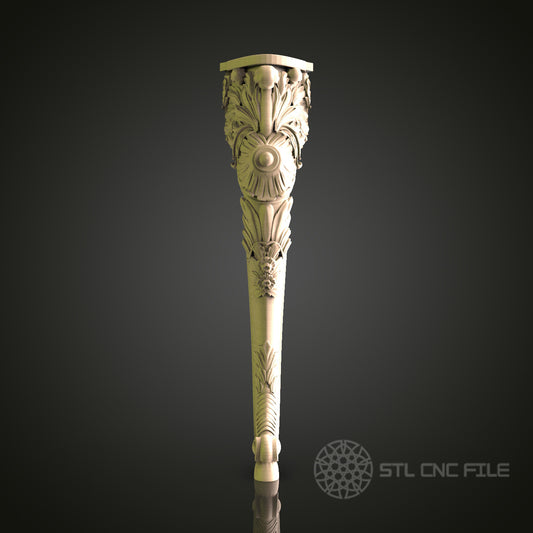 Ornate Furniture Leg for CNC and 3D Printing - STL File