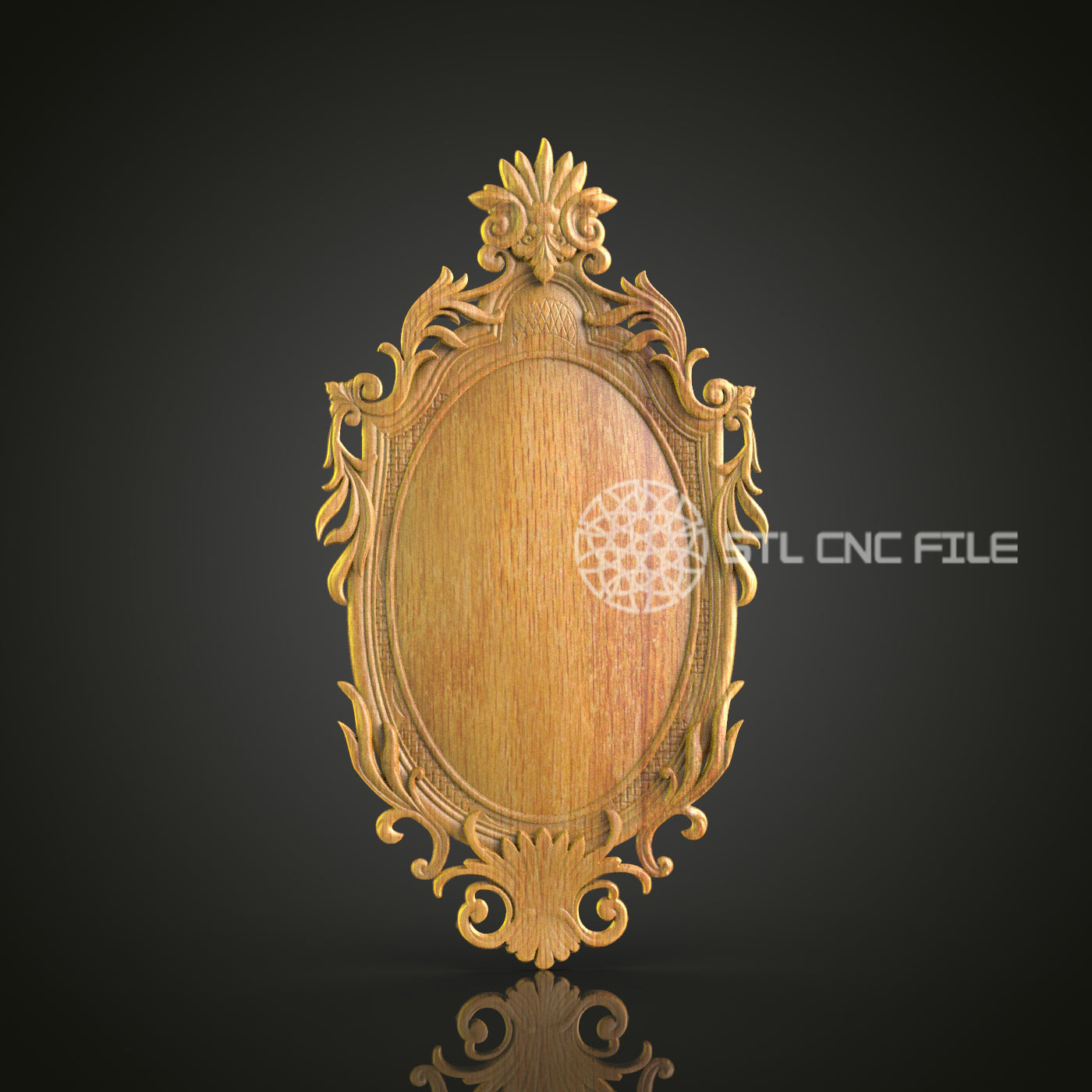 Ornate Oval 3D Frame STL Model for CNC Router Engraver - Artcam, Aspire, CNC Files, Wall Decor, 3D Printer