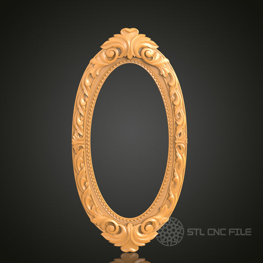 Ornate Oval Frame Design STL Model for CNC Router Engraver - Artcam, Aspire, CNC Files, 3D Printer Compatible, Wall Decor