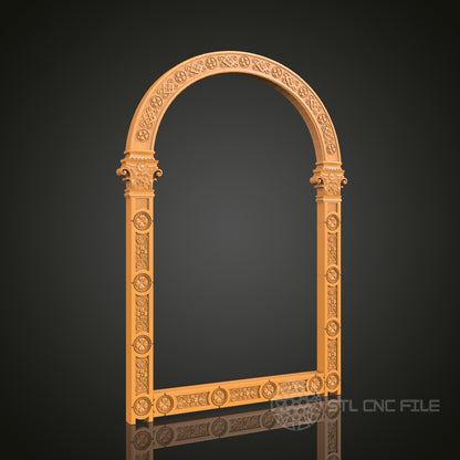 Arched Ornate Decorative Frame STL Model for CNC Router Engraver, 3D Printer, Door Frame, Wall Art Decor